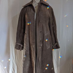 Vintage Brown Suede Trench Coat